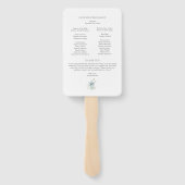 Dusty Blue Floral Wedding Program Fan met Handvat Handwaaier (Achterkant)