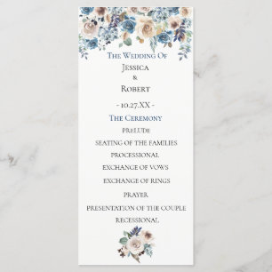 Dusty Blue Floral Wedding Programme