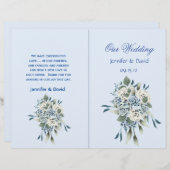 Dusty Blue Floral Wedding Programme (Devant / Derrière)