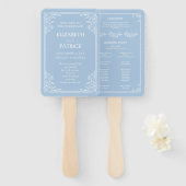 Dusty Blue Floral Wedding Programme set of Fans Handwaaier (Voorkant en achterkant)