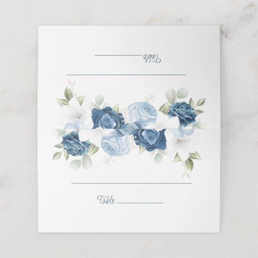 Dusty Blue Floral Wedding Reception (Buitenkant ongevouwen)
