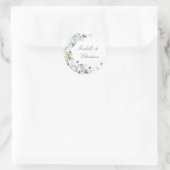 Dusty Blue Floral Wedding Ronde Sticker (Tas)