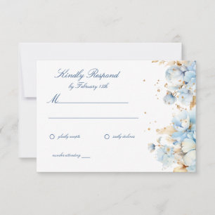 Dusty Blue Floral Wedding RSVP