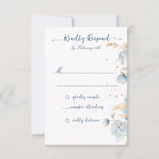 Dusty Blue Floral Wedding RSVP (Voorkant)