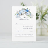 Dusty Blue Floral Wedding RSVP (Staand voorkant)