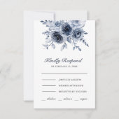 Dusty Blue Floral Wedding RSVP Kaartje (Voorkant)