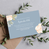 Dusty Blue Floral Wedding RSVP QR Code Kaartje