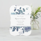 Dusty Blue Floral Wedding Save The Date (Staand voorkant)