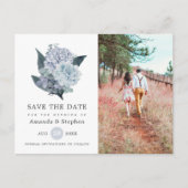 Dusty Blue Floral Wedding Save the Date Briefkaart (Voorkant)