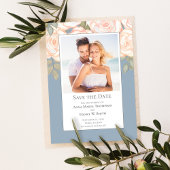 Dusty Blue Floral Wedding Save the Date Foto