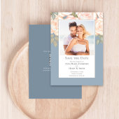 Dusty Blue Floral Wedding Save the Date Photo