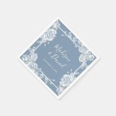 Dusty Blue Floral Wedding Servet (Hoek)
