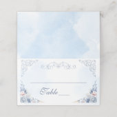 Dusty Blue Floral Wedding Table Number (Buitenkant ongevouwen)