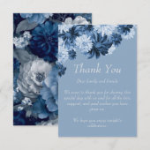 Dusty Blue Floral Wedding Thank You Card Bedankkaart (Voorkant / Achterkant)