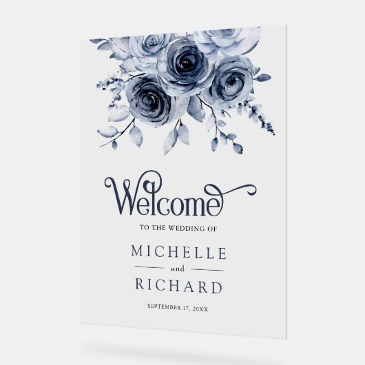 Dusty Blue Floral Wedding Welcome (Angle)