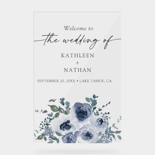 Dusty Blue Floral Wedding Welcome  (Recto)