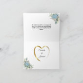 Dusty Blue Floral Wreath Greenery Wedding Bedankkaart (Binnen)