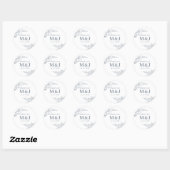 Dusty Blue Floral Wreath Monogram Dank u Ronde Sticker (Vel)