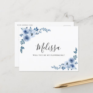 dusty blue floral zal je een bloemetjeskaartje zij briefkaart