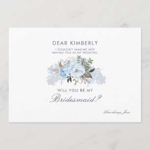 Dusty Blue Floral zal je mijn Bridesmaid zijn Kaart