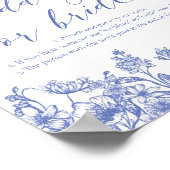 Dusty Blue Floral Zeg niet Bruiloft of Bruid Spel Poster (Hoek)