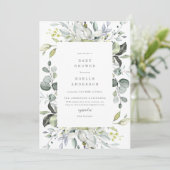 Dusty Blue Florals Baby shower Invitation Kaart (Staand voorkant)