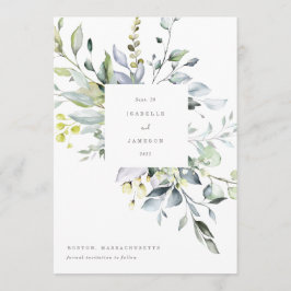 Dusty Blue Florals Bewaar de Datum Menu