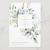 Dusty Blue Florals Bewaar de Datum Menu (Voorkant)