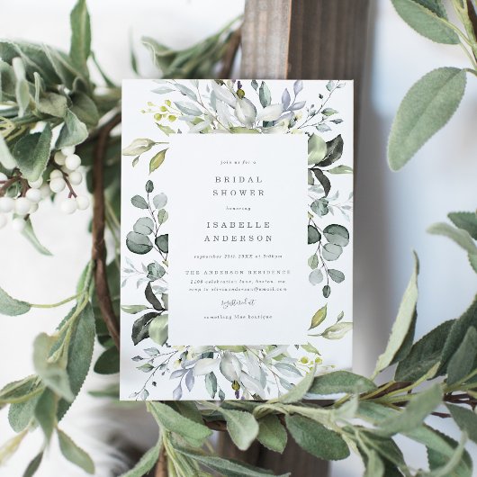 Dusty Blue Florals Bridal Shower Kaart