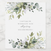 Dusty Blue Florals Bruidsmeisje Voorstel Wijn Etiket (Enkel label)