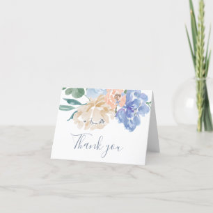 Dusty Blue Florals Carte de remerciements Mariage