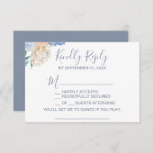 Dusty Blue Florals Chanson Demande Carte RSVP (Devant / Derrière)