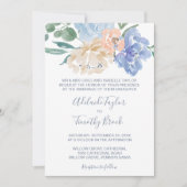 Dusty Blue Florals Formal Wedding Kaart (Voorkant)