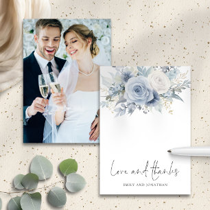 Dusty Blue Florals Foto Liefde Bedankt Bruiloft