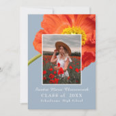 Dusty Blue Florals Foto Lijst Modern Afstuderen Aankondiging (Voorkant)