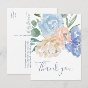 Dusty Blue Florals Hartelijk dank Briefkaart