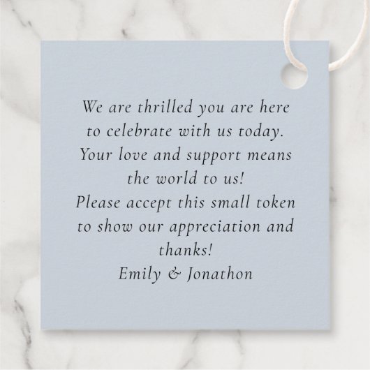 Dusty Blue Florals Liefde Bedankt Bruiloft Bedankjes Labels (Achterkant)