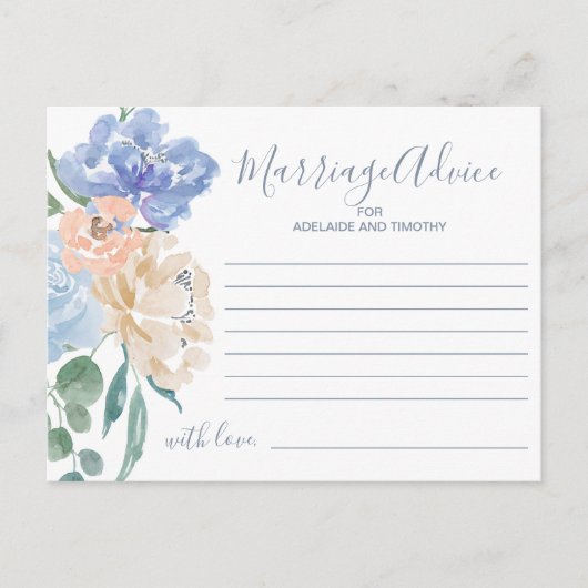 Dusty Blue Florals Marriage Advice Kaarten (Voorkant)