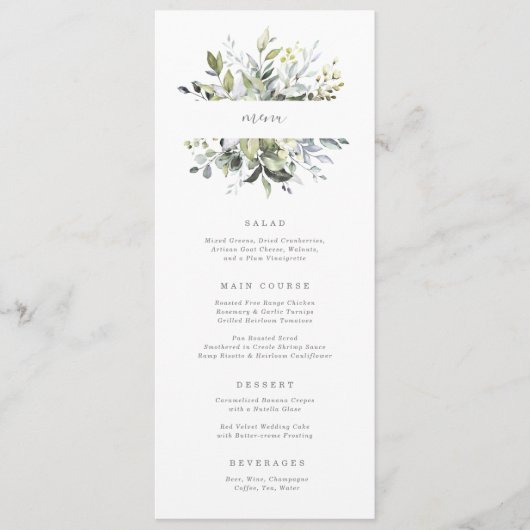 Dusty Blue Florals Menu (Voorkant)