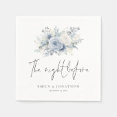 Dusty Blue Florals Night Before Names Servet (Voorkant)