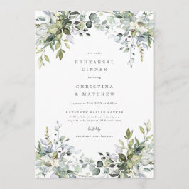 Dusty Blue Florals Rehearsal Dinner Invite Menu