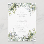 Dusty Blue Florals Rehearsal Dinner Invite Menu (Voorkant)