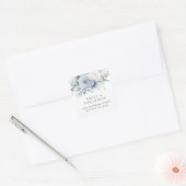 Dusty Blue Florals Retournaam Adres Classi Vierkante Sticker (Envelop)