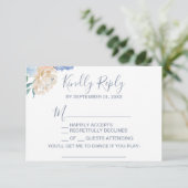 Dusty Blue Florals Song Request RSVP Card (Staand voorkant)