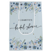 Dusty Blue Florals Vrijgezellenfeest Medium Gift B Medium Cadeauzakje (Achterkant)