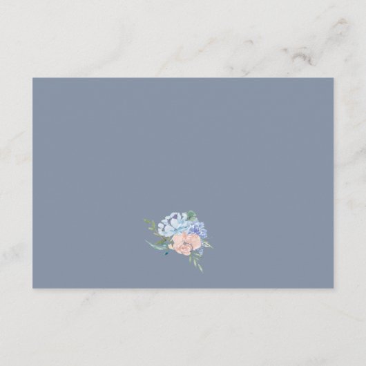 Dusty Blue Florals Wedding Details Kaart (Achterkant)