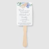 Dusty Blue Florals Wedding Programme Handwaaier (Voorkant)