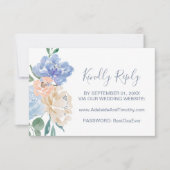 Dusty Blue Florals Wedding Website RSVP Card (Voorkant)