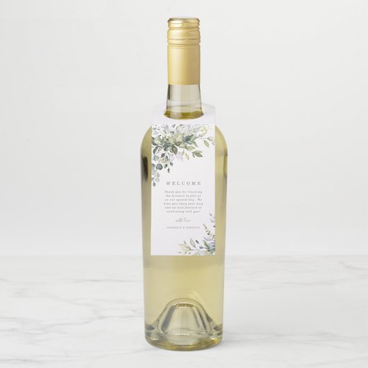 Dusty Blue Florals Welkom Fles Hanger (Op fles)