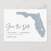 Dusty Blue Florida Kaart QR Code Bewaar de datum (Voorkant)